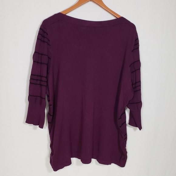 Lane Bryant Purple Black Striped Sweater 3/4 Sleeves Size 26 / 28 - Picture 6 of 6